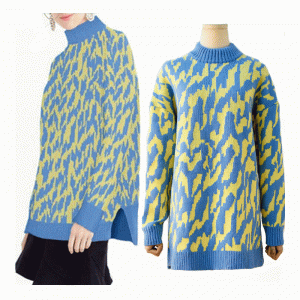 플러스 사이즈 롱 바디 앙 고라 울 웨이브 자카드 두꺼운 따뜻한 니트 스웨터 드레스