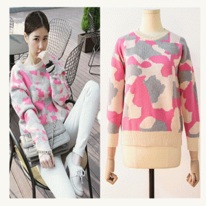 한국어 스타일 양모 혼합 두꺼운 따뜻한 자카드 스웨터 니트웨어